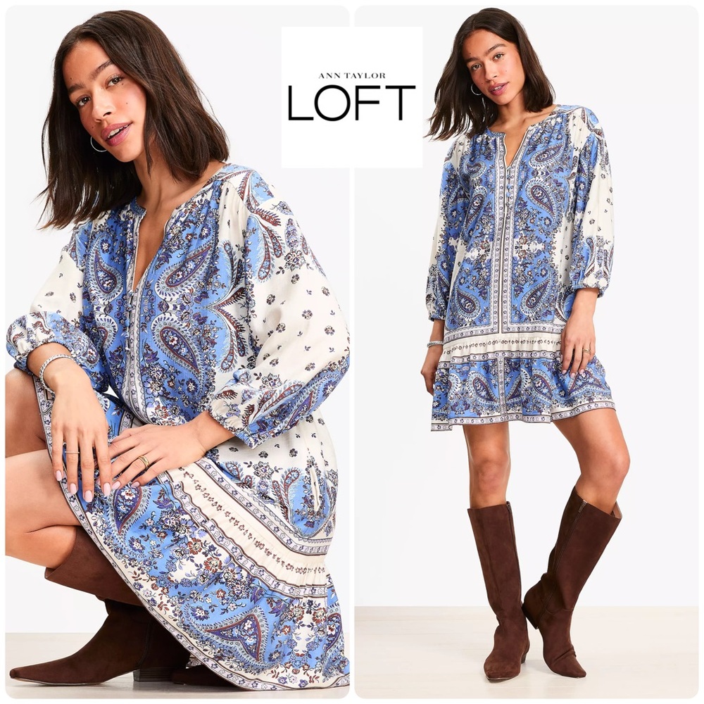 🆕 NWT LOFT Bandana Print Mini Flounce Dress